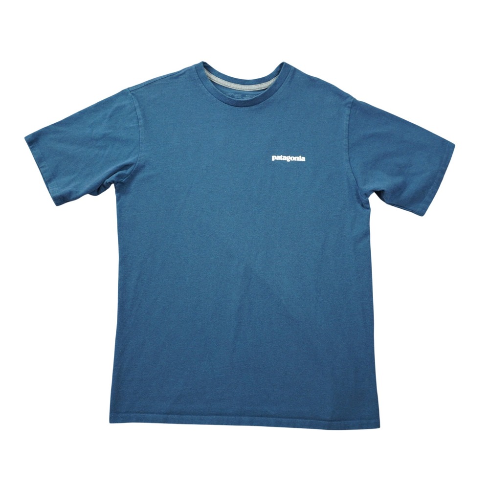 Patagonia Logo Responsibili-Tee Mens Small Blue Short Sleeve Graphic T-Shirt
